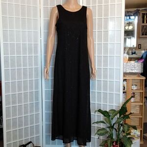 DBY Ltd. Black Sparkle Sheer Overlay Maxi‎ Dress Size 11 12 Evening Formal